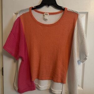 2 for $12 BIBI Women's Color Block Top - Orange,, White